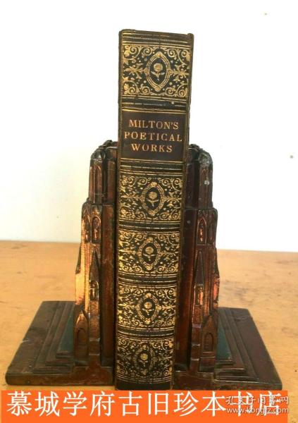 【英国名家RIVIERE全皮装帧】烫金书封/三面书口鎏金《米尔顿诗集》JOHN MILTON Poetical Works FINE LEATHER RIVIERE BINDING 1921 Paradise Lost