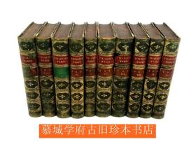 【名家BICKERS/SOTHERAN皮装】烫金书名/竹节//英国文豪《亨利·菲尔丁文集》10册 The Works of Henry Fielding: