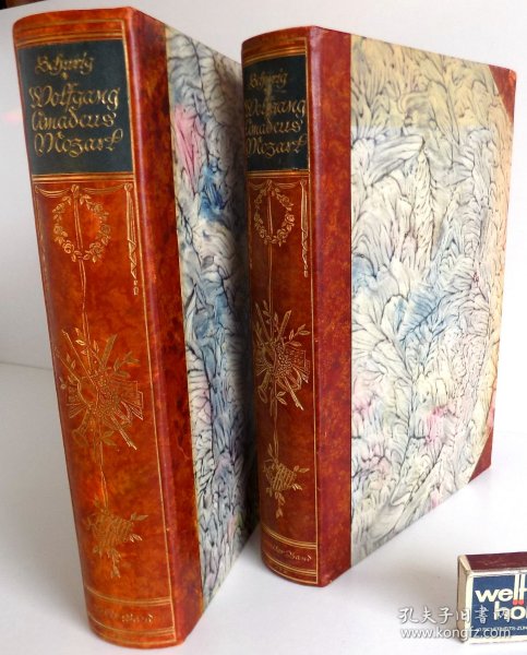 【名家设计皮装装帧/插图版】手工纸印刷《莫扎特传》上下册 Wolfgang Amadeus Mozart. Sein Leben und sein Werk auf Grund der vornehmlich durch Nikolaus von Nissen gesammelten biographischen Quellen