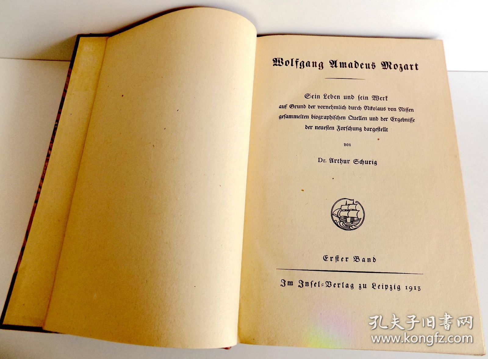 【名家设计皮装装帧/插图版】手工纸印刷《莫扎特传》上下册 Wolfgang Amadeus Mozart. Sein Leben und sein Werk auf Grund der vornehmlich durch Nikolaus von Nissen gesammelten biographischen Quellen