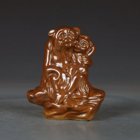 景德镇老厂货瓷器 雕塑摆件-母子猴 古董古玩收藏