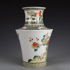 景德镇567老厂瓷器 50-60年代古彩全手工彩绘凤凰牡丹赏瓶 古玩收藏