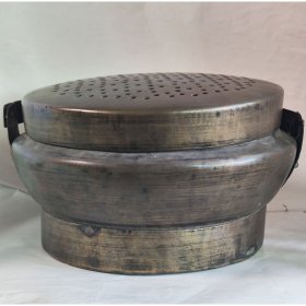 清代民国大号厚重纯铜提梁暖手炉肩距27厘米 民俗老物件