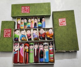 90年代民间泥人摆件3盒/中国传统文化泥塑娃娃22个/最高的7厘米