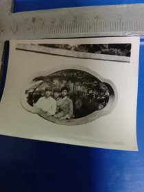 七十年代黑白照片  三人合影