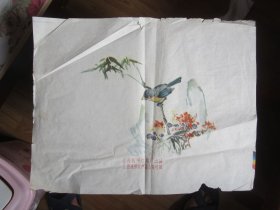 50年代江西抚州竹扇厂国画商标35*27厘米