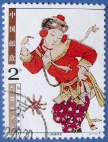 2004-2， 桃花坞木版年画4-4十美踢绣球2元--早期邮票甩卖--实拍--保真