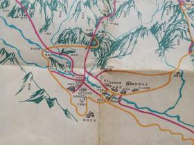 《黄山风景名胜区导游图》彩页地图、旅游图、路线示意图1987年4月（安徽省黄山管理局出版，黄山旅游开发公司发行）