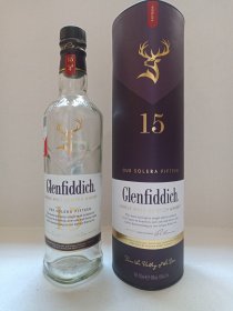 《格兰菲迪15年单一麦芽苏格兰威士忌酒（Glenfiddich）--英国洋酒（蒸馏酒）》酒瓶·空瓶·玻璃瓶·外包装瓶带原盒2023年5月17日（格兰父子国际有限公司生产，格兰父子洋酒贸易上海有限公司经销）