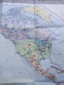 教学参考挂图《世界政区》彩页老地图1972年5月2版山西4印（地图出版社编辑出版，新华书店发行）