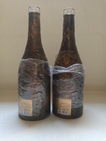 《百龄古堡·凯勒庄园：干红葡萄酒（酒精度15%/750ml）BALLEN COBBLE-LANGUEDOC》法国原瓶进口·酒瓶·空瓶·玻璃瓶·外包装瓶2023年4月10日（格兰保罗深圳国际贸易有限公司经销）一对合售