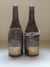 《百龄古堡·凯勒庄园：干红葡萄酒（酒精度15%/750ml）BALLEN COBBLE-LANGUEDOC》法国原瓶进口·酒瓶·空瓶·玻璃瓶·外包装瓶2023年4月10日（格兰保罗深圳国际贸易有限公司经销）一对合售