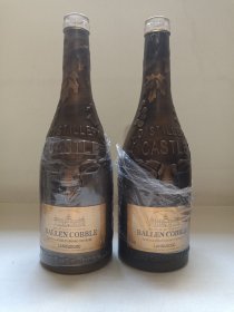 《百龄古堡·凯勒庄园：干红葡萄酒（酒精度15%/750ml）BALLEN COBBLE-LANGUEDOC》法国原瓶进口·酒瓶·空瓶·玻璃瓶·外包装瓶2023年4月10日（格兰保罗深圳国际贸易有限公司经销）一对合售