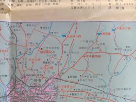 《广州市交通游览图》1987年1月1版7月6印（彩色地图、交通行政图、旅游导游图，广东省地图出版社）