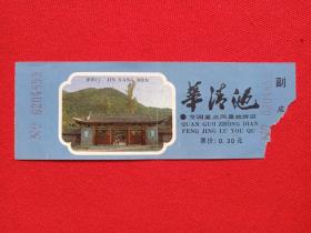 临潼《华清池：津阳门》参观纪念、旅游留念、参观留念、门票、赠券、赠送券、门票、参观券、游览券、入门副劵、纪念劵、观光纪念票1980-1990年代