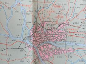 《广州市交通游览图》1987年1月1版7月6印（彩色地图、交通行政图、旅游导游图，广东省地图出版社）