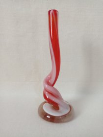 《红杆拉丝：玻璃插瓶·玻璃花瓶·玻璃摆件·玻璃观赏件》约1970-1990年代左右（老玻璃拉花扭曲工艺制品）