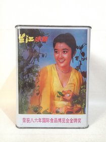 《“兰江牌”味精--铁皮盒子》外包装盒·空铁盒·老旧铁皮盒1986年（浙江调味品工业公司兰溪市味精厂出品，荣获八六年国际食品博览会金牌奖/八六年轻工部优质产品奖）