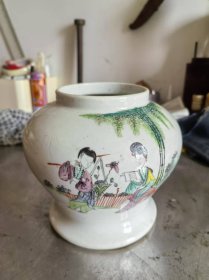 粉彩人物罐[民国江西珠山老货保真]