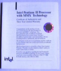 Intel 原装Pentium II with MMX技术 CPU 保修说明书（英文，法文，德文， 韩文，日文，俄文，中文等九种语言）