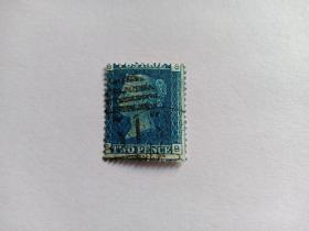 英国邮票 蓝便士 TWO PENCE 2便士 维多利亚女皇像 SB版 四角字母 大移位票 1858-1864年发行 蓝便士邮票 英国古典邮品