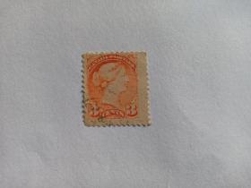 加拿大邮票 维多利亚女王 3c 移位票 1870年发行 加拿大早期邮票 维多利亚女王1819-1901年，大不列颠及爱尔兰联合王国女王(1837年-1901年在位)印度女皇(1876年-1901年在位)她于1837年6月20日继位，1838年6月28日在威斯敏斯特教堂加冕，1876年5月1日加冕为印度女皇。她也是第一个以"大不列颠及爱尔兰联合王国女王和印度女皇"名号称呼的英国女王