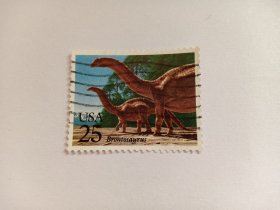 美国邮票 25c 1989年史前动物 恐龙 雷龙
