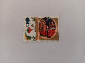 英国邮票 18P 1991年圣诞节邮票 贤士的崇拜