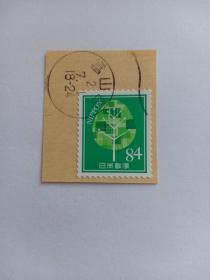 日本邮票 邮票剪片 84日元 2020年简单问候 祝福 一棵树 树木 抽象树 盖有“富山西2020年7月1日”邮戳 令和2年