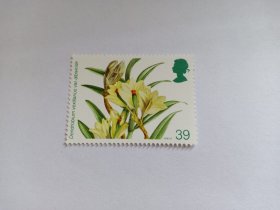 英国邮票 39P 1993年第14届世界兰花大会 Dendrobium Vexillarius var. albiviride 石斛兰 新票未使用 花卉邮票