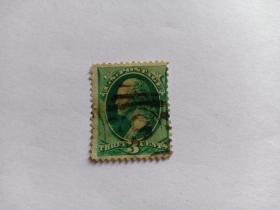美国邮票 美国古典邮票 3c 1873年美国国父华盛顿总统 移位票 1873年1870-1871年带有秘密标记的设计-由国家银行票据公司印制 盖有“6”或“9”邮戳