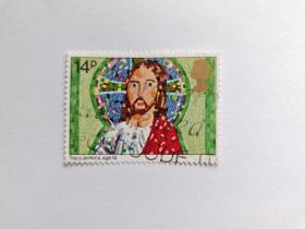 英国邮票 14P 1981年圣诞邮票 油画