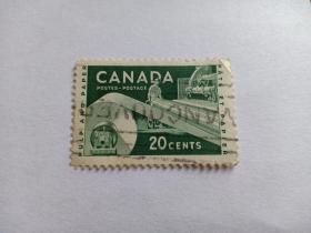 加拿大邮票 20c 1956年工业 造纸 造纸机器