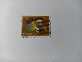 美国邮票 8c 美国艺术 美国画家 亨利·奥萨瓦·坦纳肖像 1973年发行 雕刻版 亨利·奥萨瓦·坦纳1859-1937，美国画家，19世纪黑人艺术家，也是第一位获得国际声誉和赞誉的非洲裔美国艺术家。