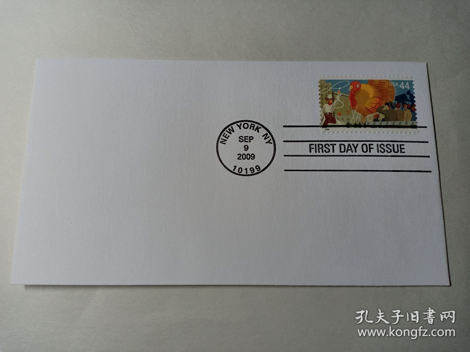 美国首日封 2009年感恩节游行首日封 贴美国邮票44c2009年感恩节游行 西部牛仔 套马圈、鸡 大鸡 大吉 2009年83届底特律美利坚感恩节大游行