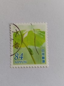 日本邮票 84円 2022年夏季的问候 荷叶 荷叶下的雨蛙