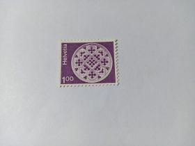 瑞士邮票 1.00Fr 花饰 1974年发行