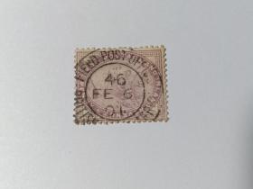 英国邮票 英国古典邮票 1P 1881年维多利亚女王 题字“邮寄和内陆收入”盖有1901年2月6日戳记 带皇冠水印