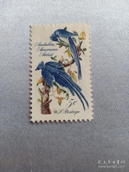 美国邮票 5c 鸟类-约翰·詹姆斯·奥杜邦绘画 1963年发行 新票未使用 美国著名的画家、博物学家，他绘制的鸟类图鉴被称作"美国国宝"他的每一部作品不仅是科学研究的重要资料，也是不可多得的艺术杰作，他先后出版了《美洲鸟类》和《美洲的四足动物》两本画谱。其中的《美洲鸟类》曾被誉为19世纪最伟大和最具影响力的著作。他作品对后世野生动物绘画产生了深刻的影响，在普通公众中，奥杜邦的作品也有着很大的影响力