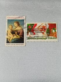 美国邮票 1983年圣诞邮票 一套二枚全
