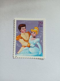 美国邮票 39c 2006年迪士尼人物 浪漫《灰姑娘》灰姑娘和白马王子一起跳舞 新票未使用 卡通邮票 不干胶邮票 有文字介绍“每个人都梦想过着白手起家的童话，和那个特别的人跳舞。就像灰姑娘和白马王子学的那样，一曲华尔兹可以让你恍然大悟：“原来这就是爱””迪士尼公主《灰姑娘》是一部经典的动画电影,讲述了一个勇敢善良的女孩灰姑娘与她的恶毒继母和姐姐们斗争的故事。