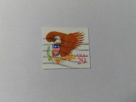 美国邮票 29c 1992年鹰与盾 美国鹰徽 红版 不干胶邮票 展翅飞翔的雄鹰 1992年发行