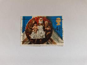 英国邮票 4½P 1974年圣诞邮票 鎏金木雕