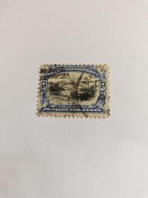 美国邮票 5c 1901年泛美博览会 桥梁 尼亚加拉大瀑布大桥
