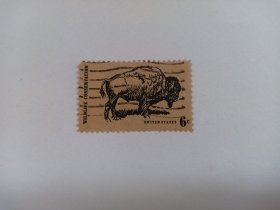 美国邮票 6C 1970年野生动物保护 野牛 特殊纸制