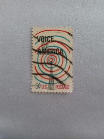 美国邮票 5c 美国之音 信号塔 音波 1967年发行