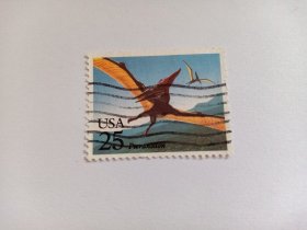 美国邮票 25c 1989年史前动物 恐龙 翼龙