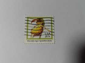美国邮票 20c 兰花 黄色的仙履兰  1984年发行