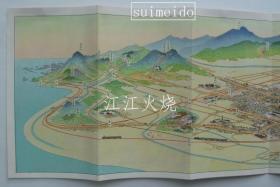 吉田初三郎画/松阪市　松阪市を中心とする名所交通鸟瞰图/松阪市 松阪市周边著名交通鸟瞰图 古地图[NKDT]