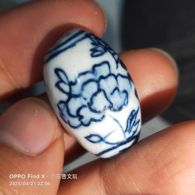 清代青花老瓷珠
